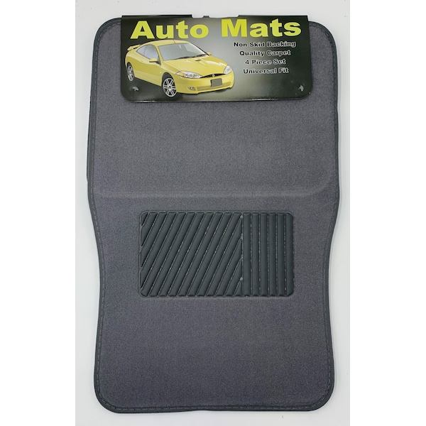 Car Dealer Depot 4 Pc. Carpet Mat Set W/ Heel Pad - Gray 9221 - main